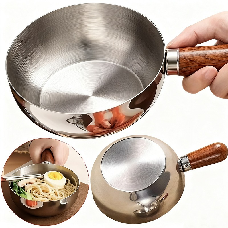 Kitchen Baking Bowls - Ceviz Ağacı Saplı Paslanmaz Çelik Sos
