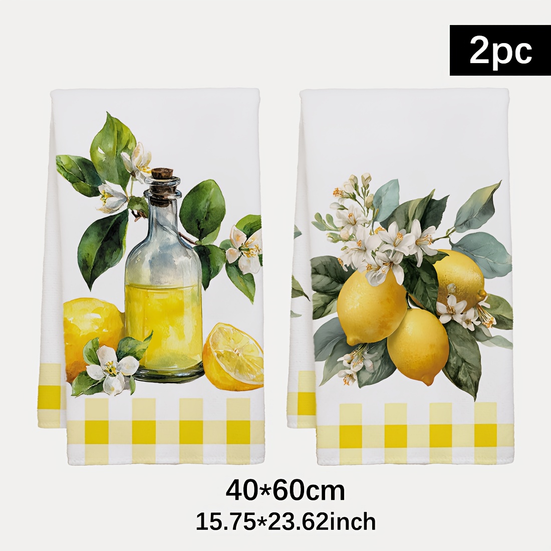 Kitchen And Baking Life - 2'li Set, Limon Çiçek Desenli Mutfak