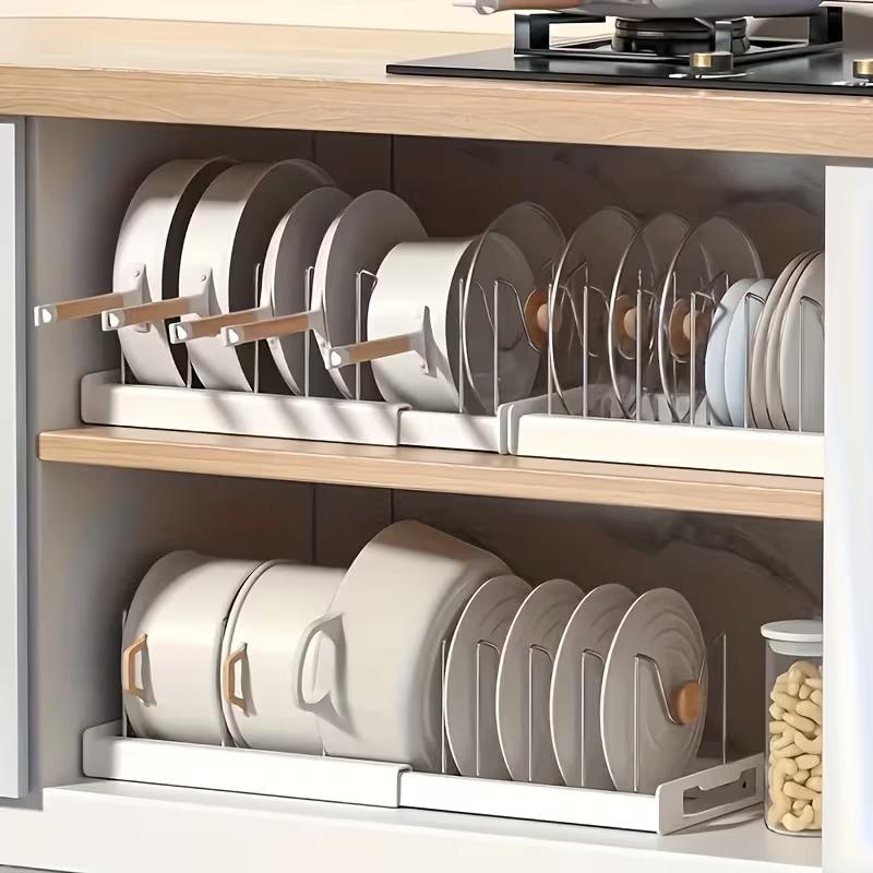 Kitchen Cabinet Baking Organizer - ABS Genişletilebilir Tencere ve Tava Düzenleyici