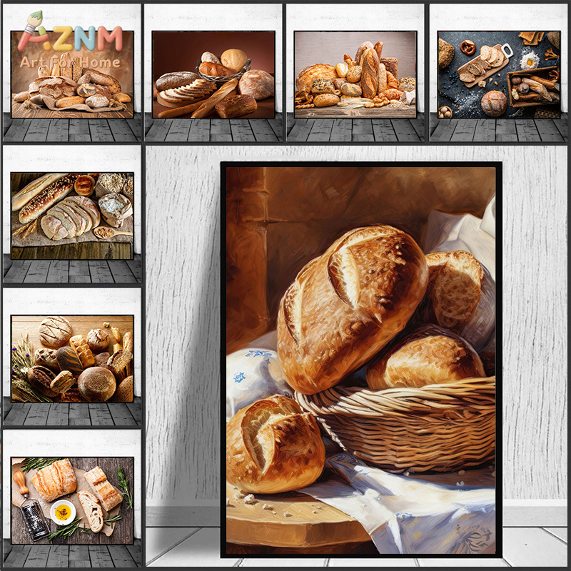 Kitchen And Baking Life - AZNM Gerçekçi Taze Pişmiş Ekmek Natürmort