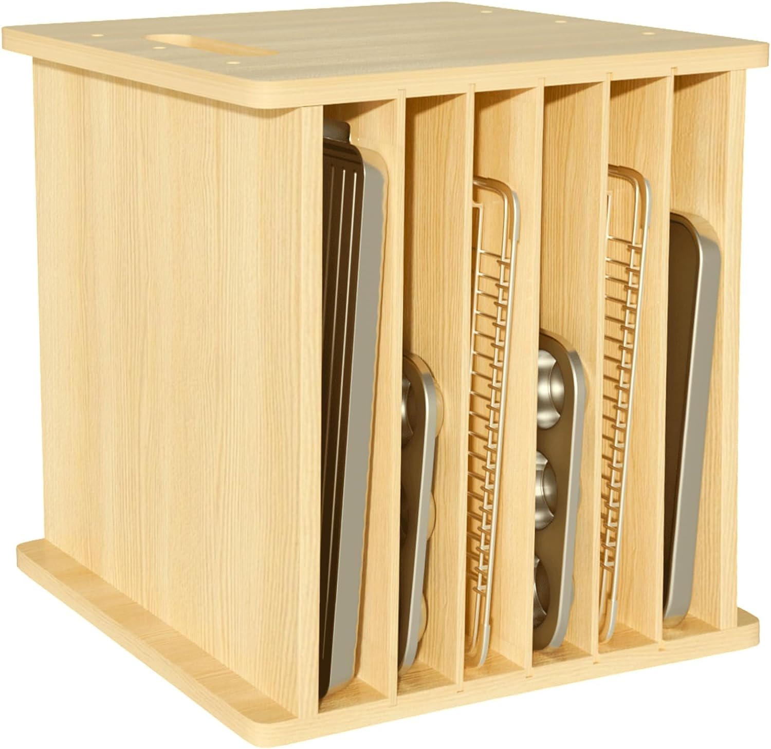 Kitchen Cabinet Baking Organizer - Ahşap Fırın Tepsisi Bölücü Düzenleyici, Dikey