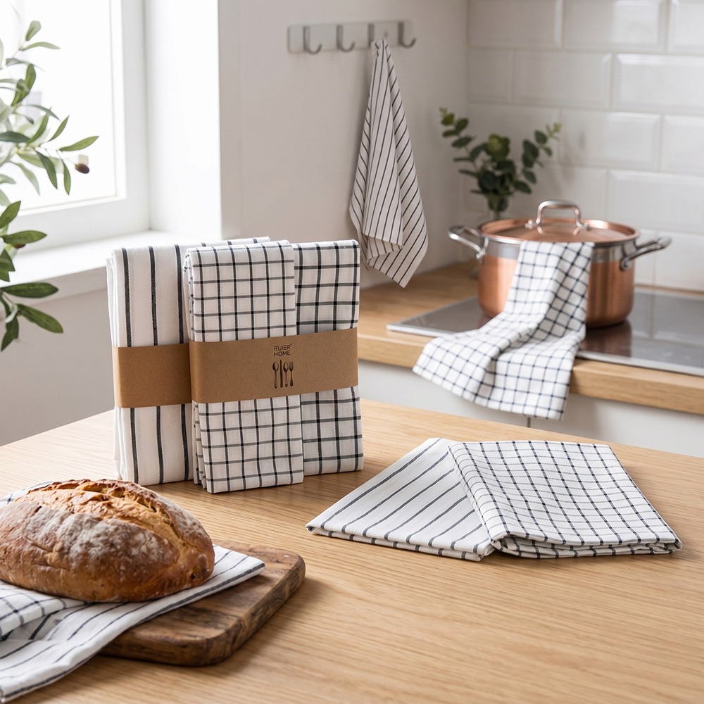 Kitchen Baking Dishes - 4 adet modern ekose pamuklu bulaşık