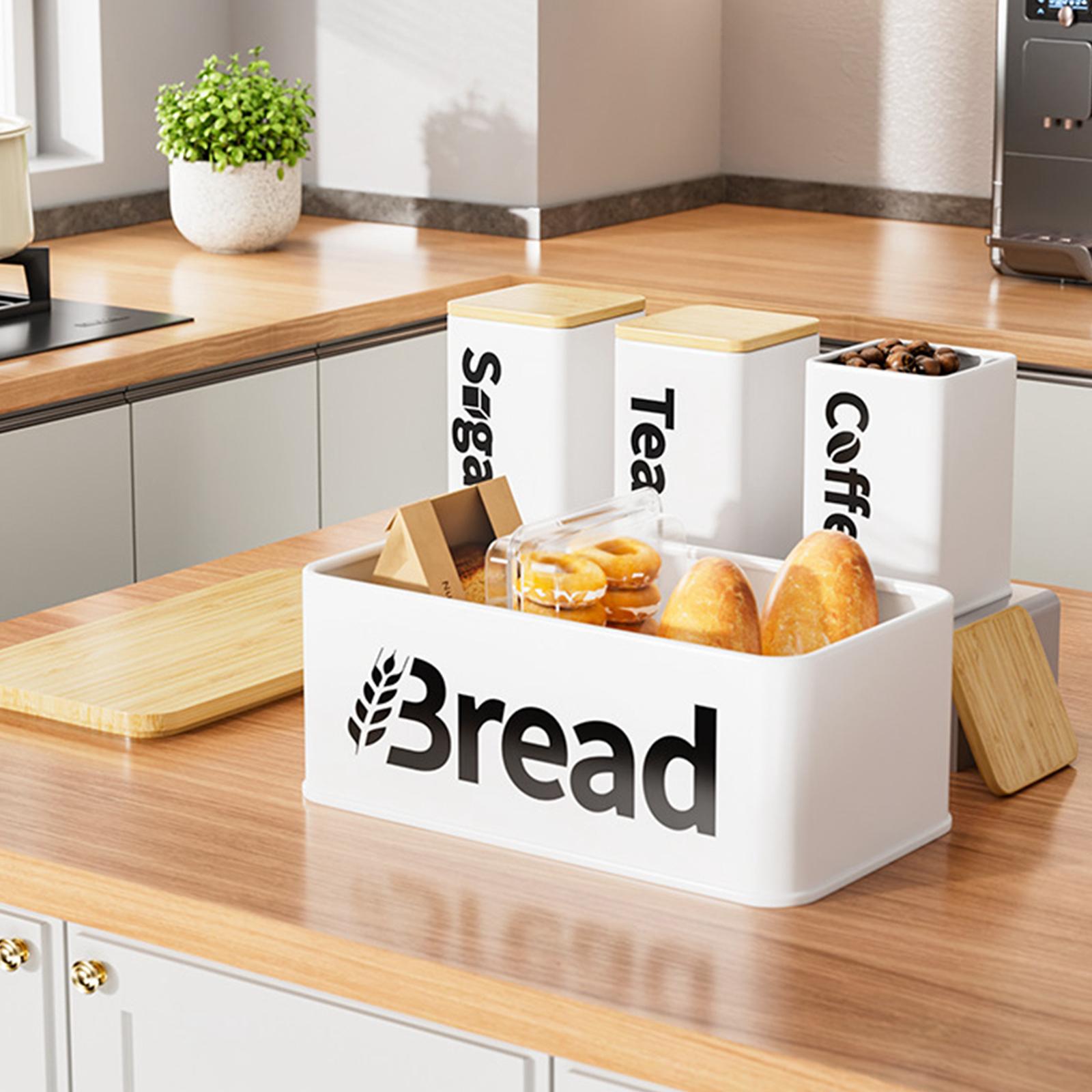 Kitchen Baking Canisters - Demir Bambu Ekmek Saklama Kutusu Düzenleyici