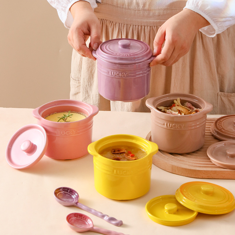 Kitchen Baking Bowls - Çift Kapaklı Seramik Kase, Kuş Yuvası