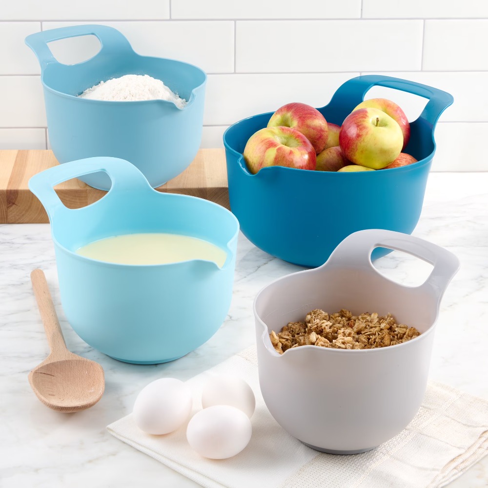 Kitchen Baking Bowls - Plastik Karıştırma Kaseleri Seti, 4'lü, Dökme