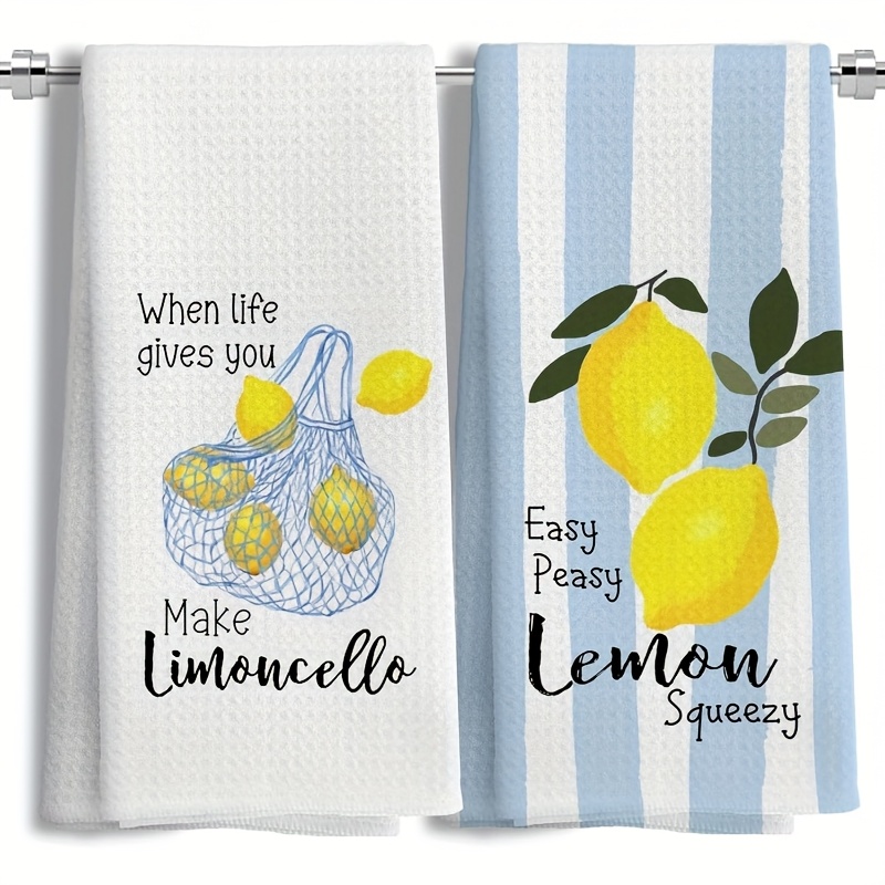 Baking Kitchen Set - 2 Adet, Limon Örgülü Mutfak Havluları,