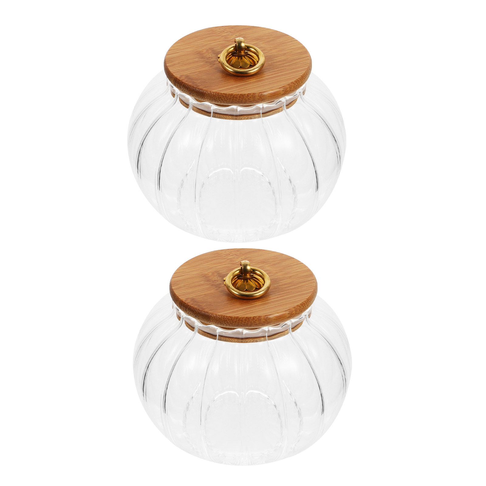 Kitchen Baking Canisters - 2 Adet Şeffaf Balkabağı Şeklinde Cam