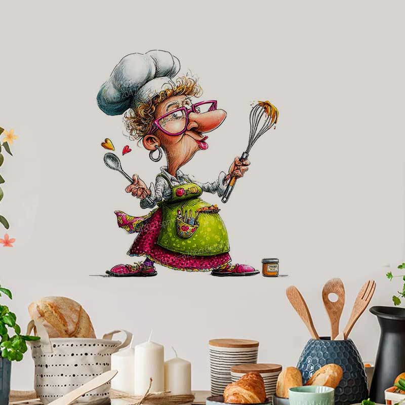 Kitchen Queen - Komik Pişirme Bayanlar Çıkartma Çıkartmaları Ev