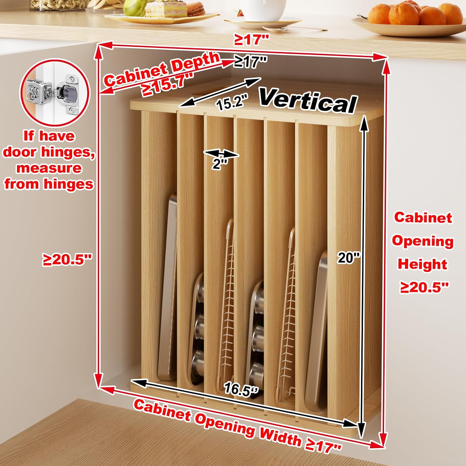 Ahşap Fırın Tepsisi Bölücü Düz - Kitchen Cabinet Baking Organizer incelemesi ve fiyatı