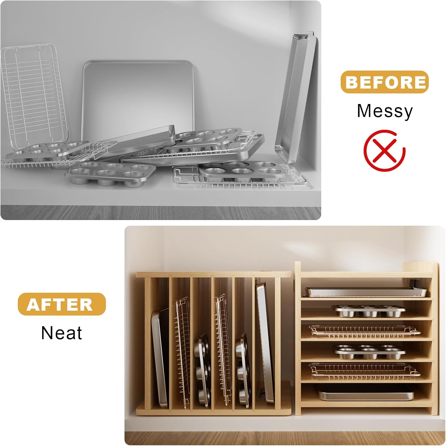 Ahşap Fırın Tepsisi Bölücü Düz - Kitchen Cabinet Baking Organizer incelemesi ve fiyatı