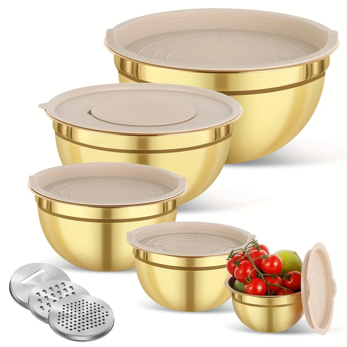 10 parçalı altın rengi paslanm - Kitchen Baking Bowls incelemesi ve fiyatı
