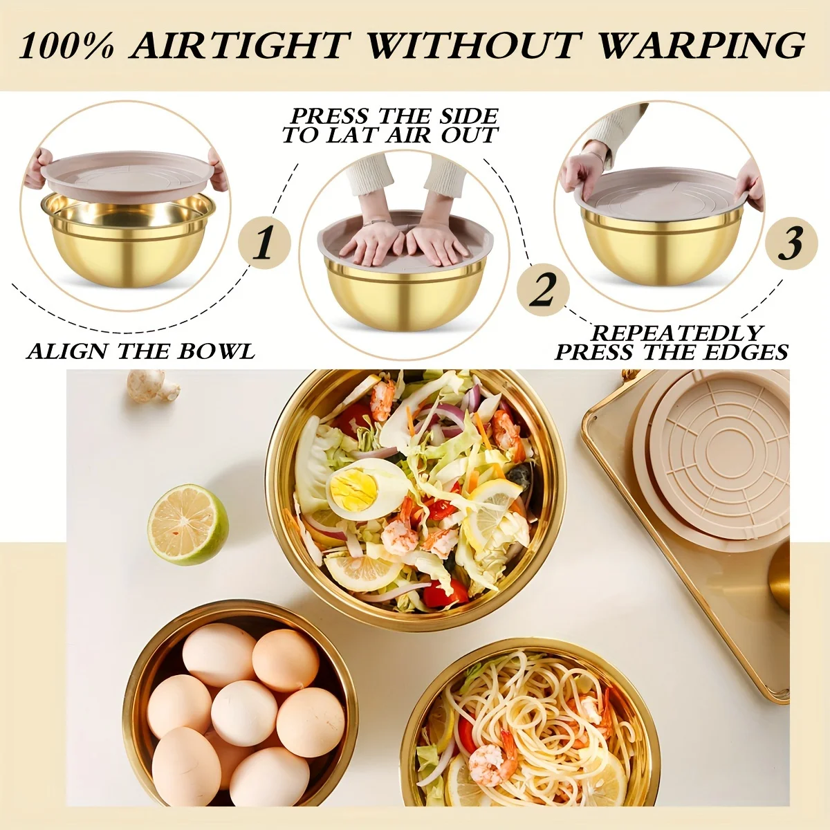 10 parçalı altın rengi paslanm - Kitchen Baking Bowls incelemesi ve fiyatı