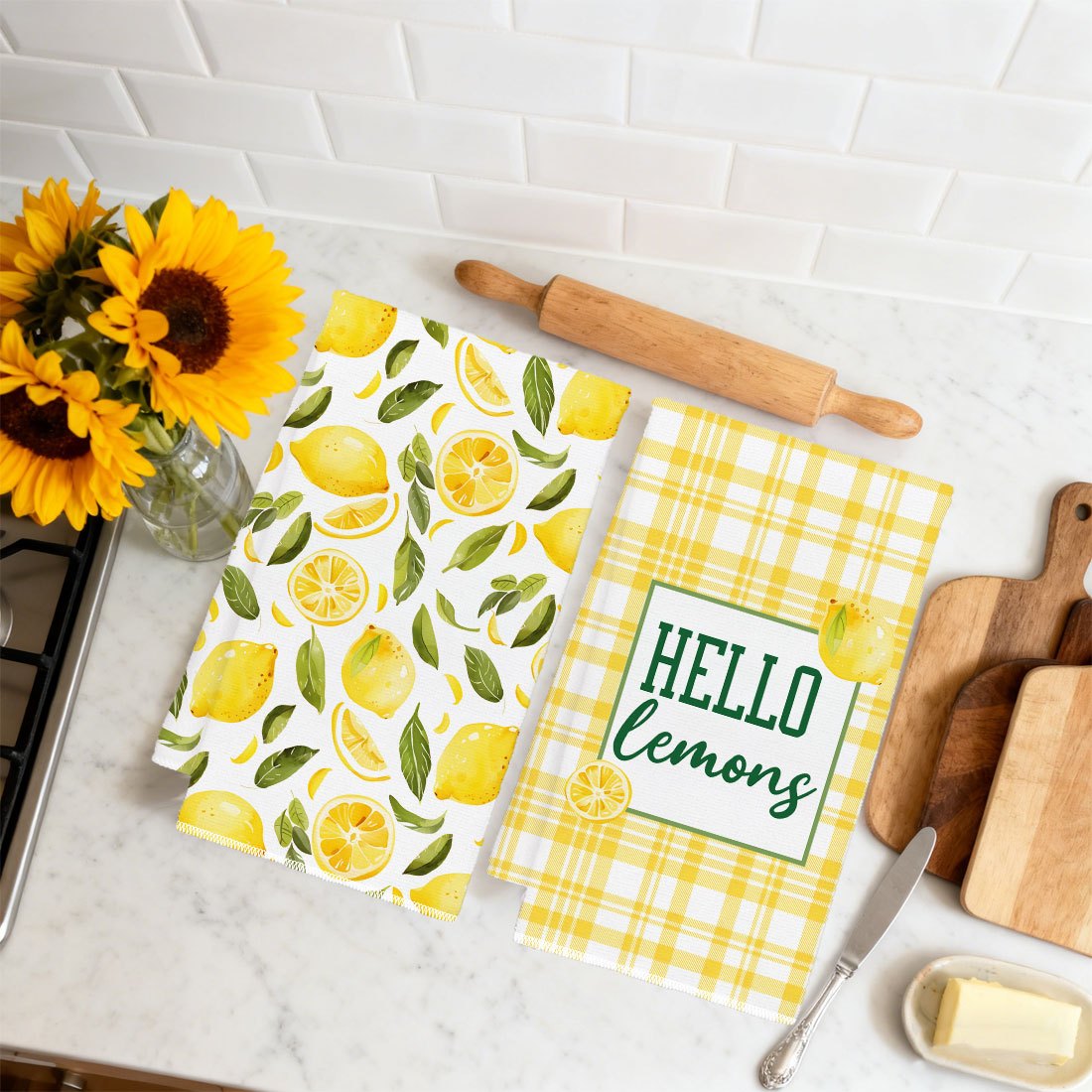 2 Adet, Sarı ve Beyaz Kareli S - Kitchen Baking Necessities incelemesi ve fiyatı