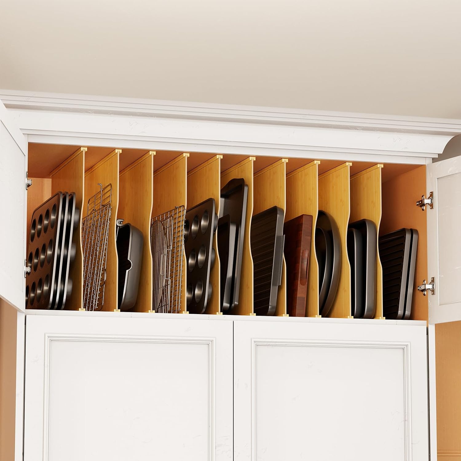 10'lu Paket Bambu Tepsi Bölücü - Kitchen Cabinet Baking Organizer incelemesi ve fiyatı