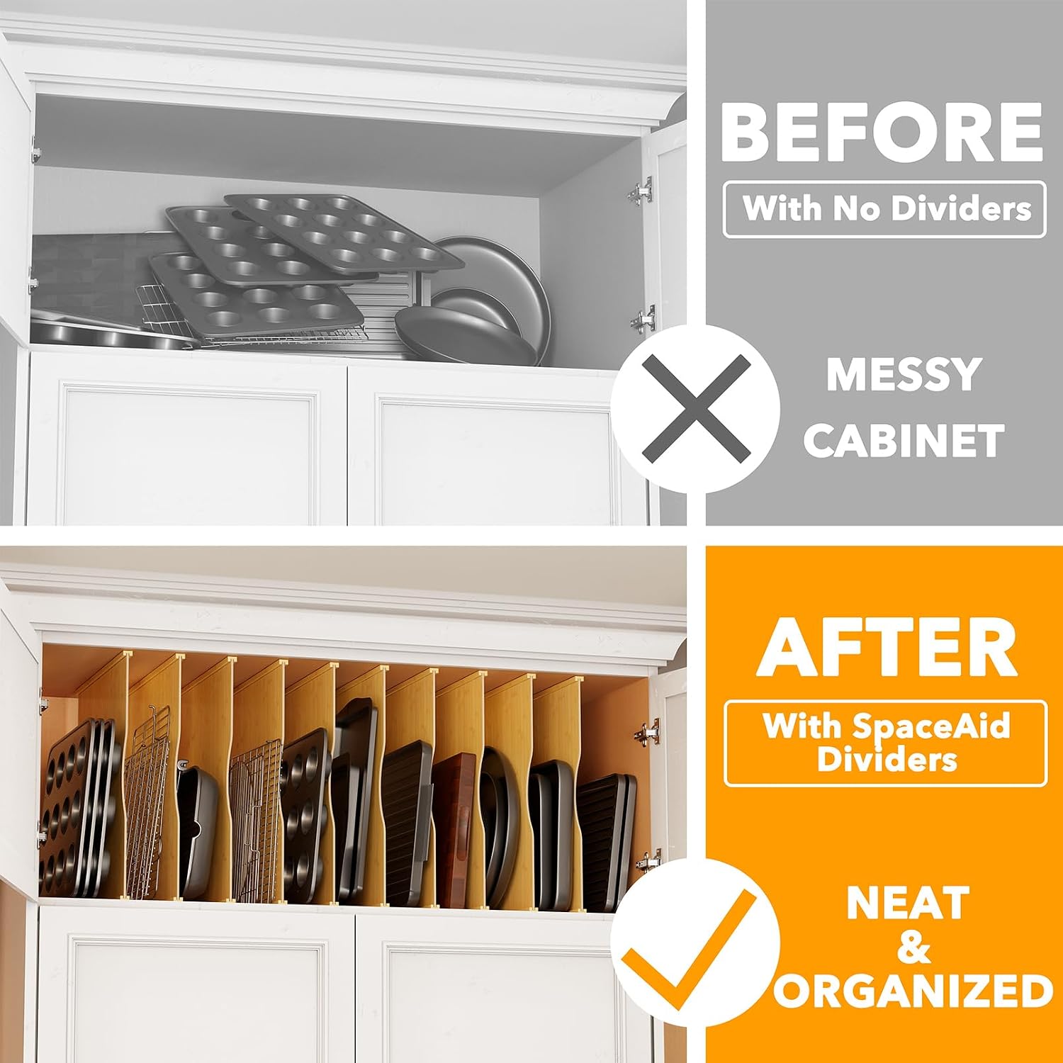 10'lu Paket Bambu Tepsi Bölücü - Kitchen Cabinet Baking Organizer incelemesi ve fiyatı